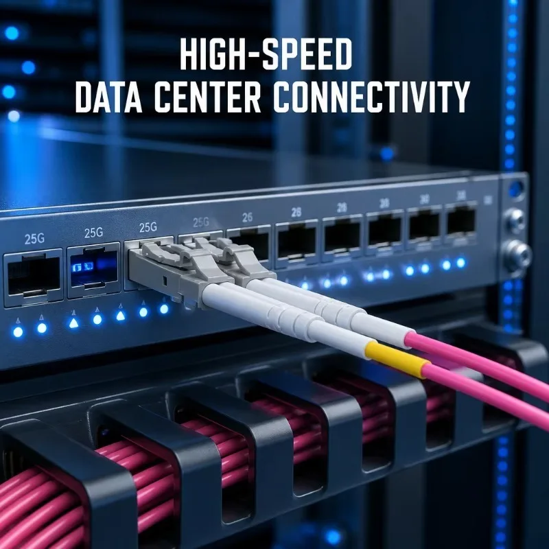 LC-LC Duplex OM4 Multimode Fiber Patch Cord LSZH Violet 2.0mm 50/125um Low Loss Optical Jumper For Data Center Wiring