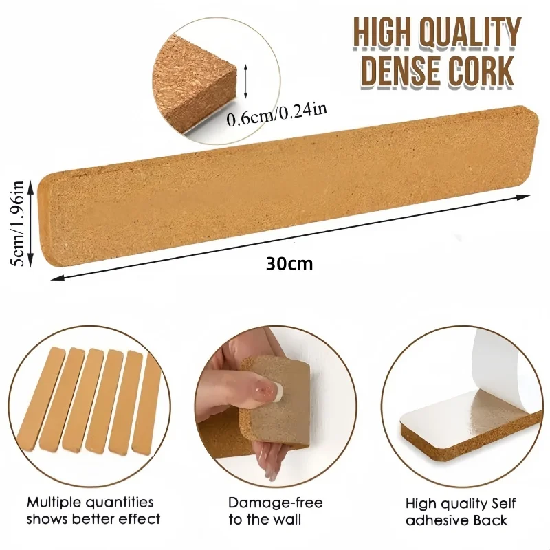 4pcs Cork Board Strips Self Adhesive Small Cork Board Paste Notes Photos Schedules for Wall Desk Home Classroom Office Decorate