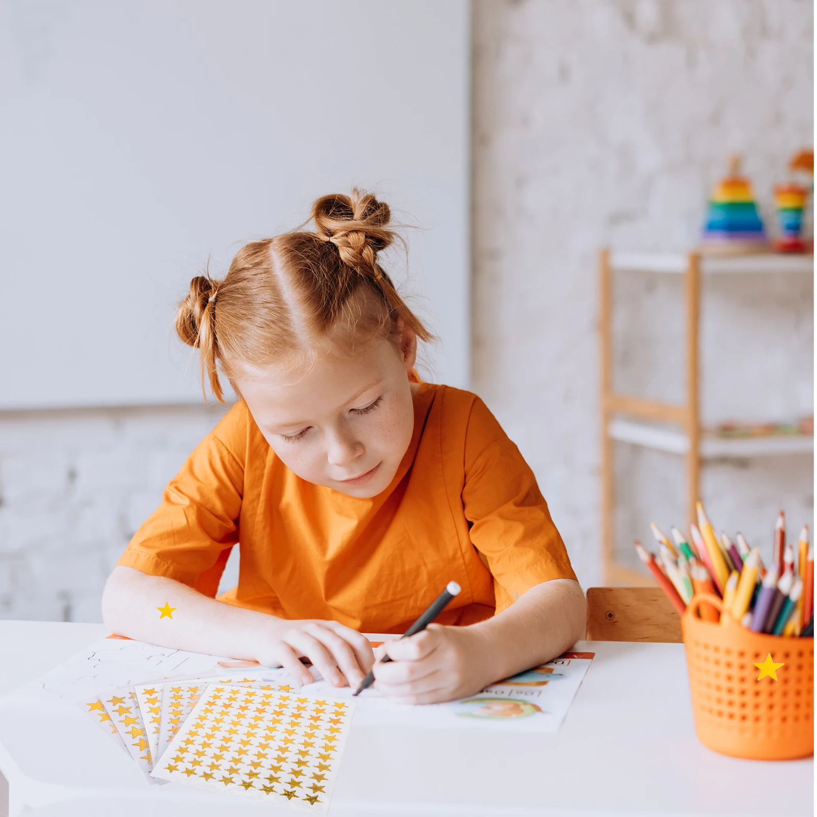 

50 Sheets Kids Reward Stickers Star Designs Self-Adhesive Stickers for Classroom Competition Scrapbook Craft Project