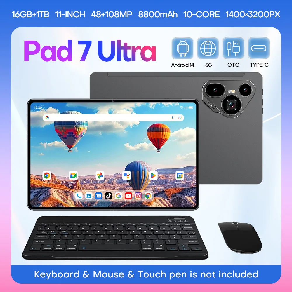 WM PAD 7 Ultra 10.1 Inch Tablet Android Phablet Support phone SIM cards 16GB RAM 256GB ROM 4 Cores,1TB Expand
