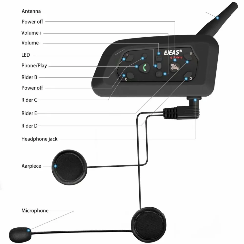 Microphone Bluetooth pour casque de moto EGuitar, écouteur, accessoires, haut-parleur, remplacement du casque, interphone, AS V6 V6 Pro E6, 3.5mm