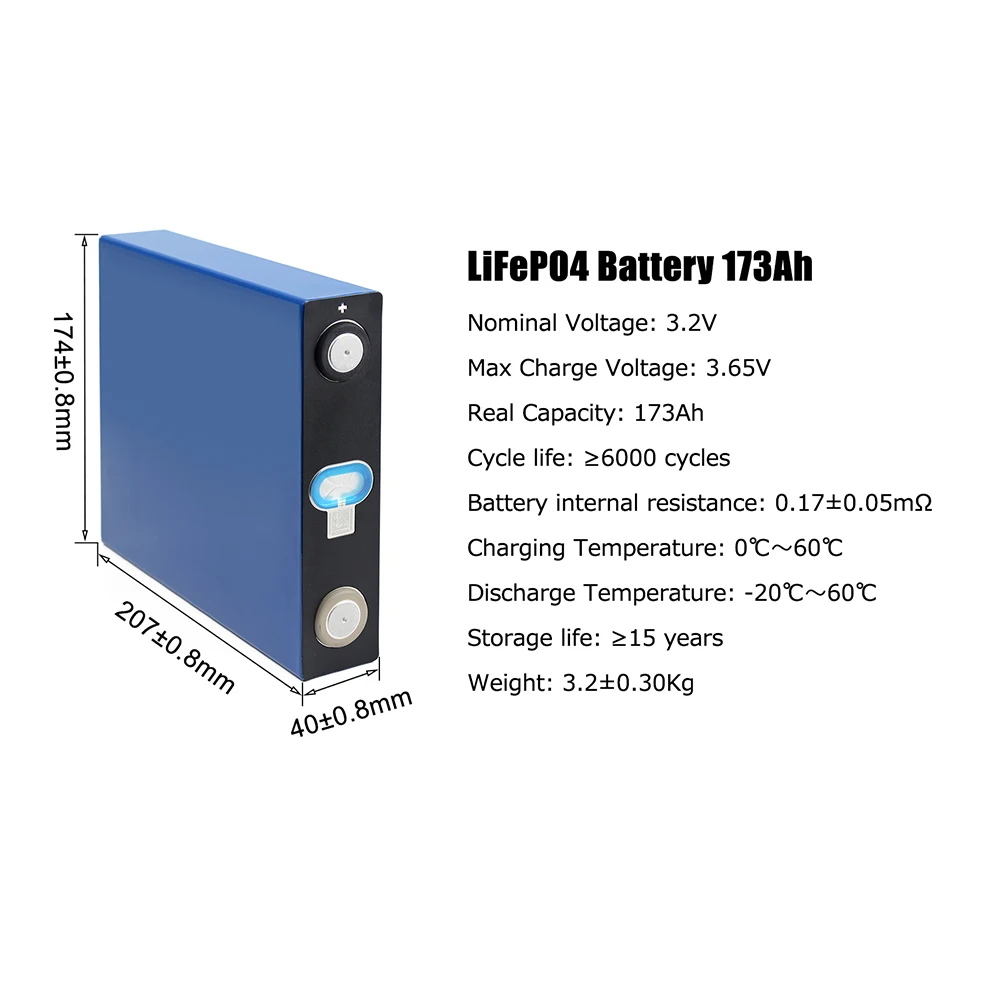 HAKADI 4PCS Lifepo4 3.2V 100Ah 120Ah 173Ah 202Ah 228Ah 310Ah Rechargeable Batteries For Solar System DIY 12V Battery Pack