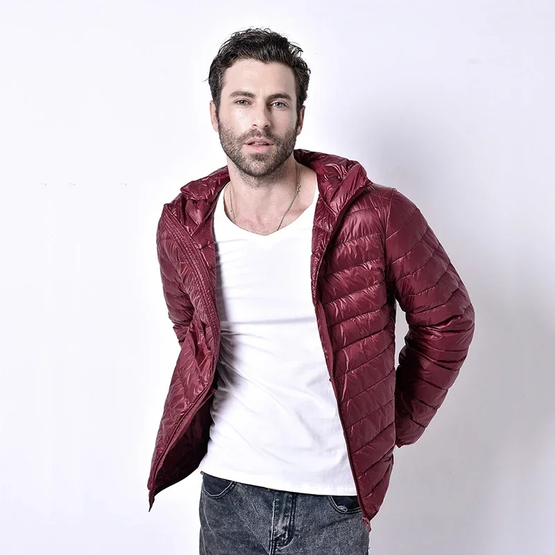 5XL Men's Down Jacket 6 Colors Men Ultra Light Breathable Oversized with White Duck Down Jacket Warm Hooded Coats Men Clothing