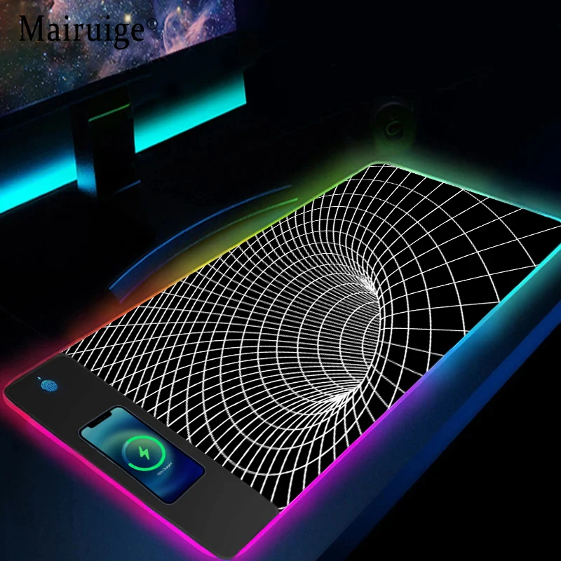 Mairuige Vortex New Wireless Charging RGB Mouse Pads Carpet Mouse Mat High School DxD Desk Pad Xxl Circumgyration Gaming Pc