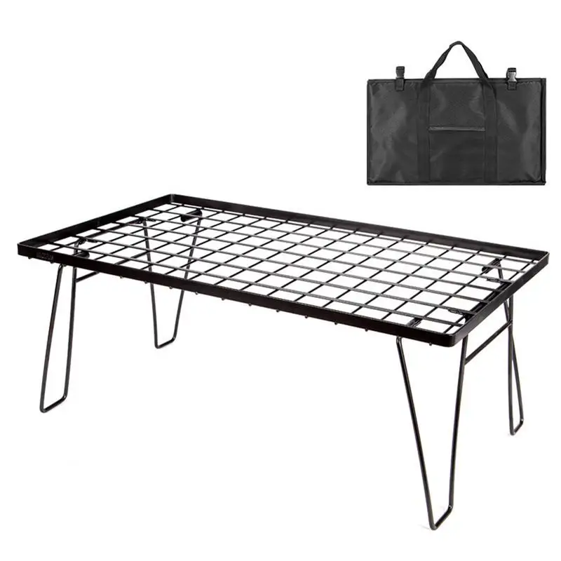 Outdoor Camping Folding Table Portable Foldable Picnic Camping Desk Stable Iron Net Table Lightweight Convenient Outdoor Table