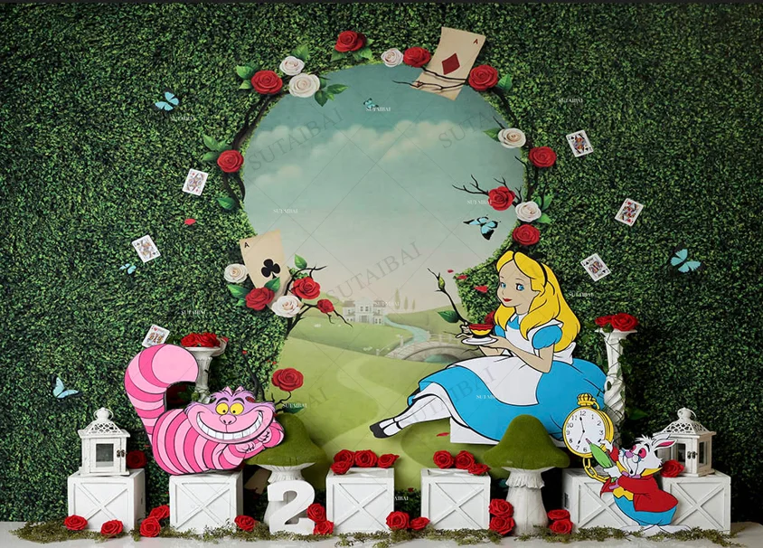 Alice in Wonderland Tapestry Birthday Party Background Supplies Baby Shower Magic Girl Room Decoration Photography Home Decor