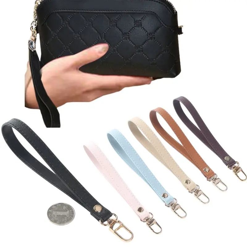 

Fashion PU Leather Wallet Strap Solid Color Short Wrist Bag Strap Portable Replaceable Handle For Handbag DIY Bag Accessories