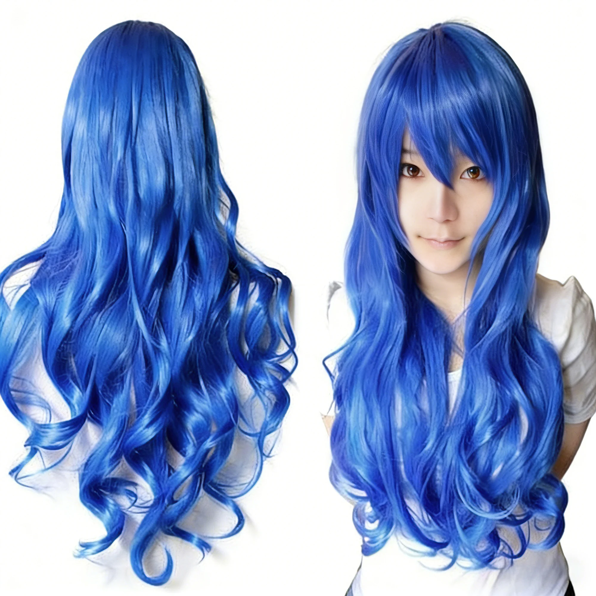 

Synthetic Hair Cobalt Blue Lolita Cosplay Wig Curly Cure Aqua Anime Wigs Wendy Marvell Halloween Costume Wig for Girl