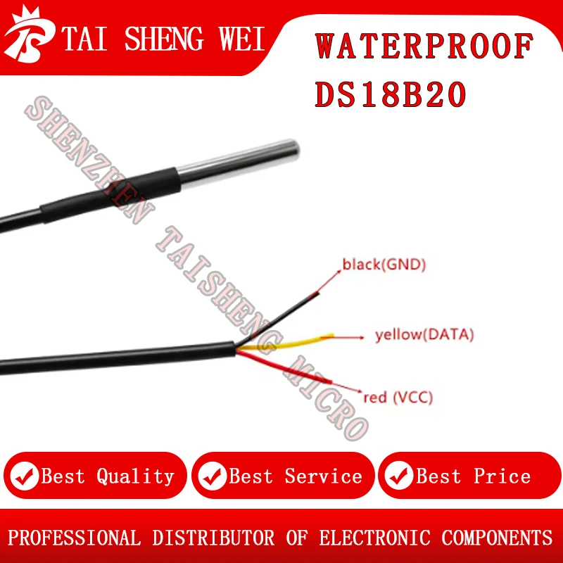 1 قطعة 5 متر مسبار درجة الحرارة استشعار درجة الحرارة الفولاذ المقاوم للصدأ حزمة مقاوم للماء DS18B20 مستشعر مسبار درجة الحرارة DS18B20 5 متر #3