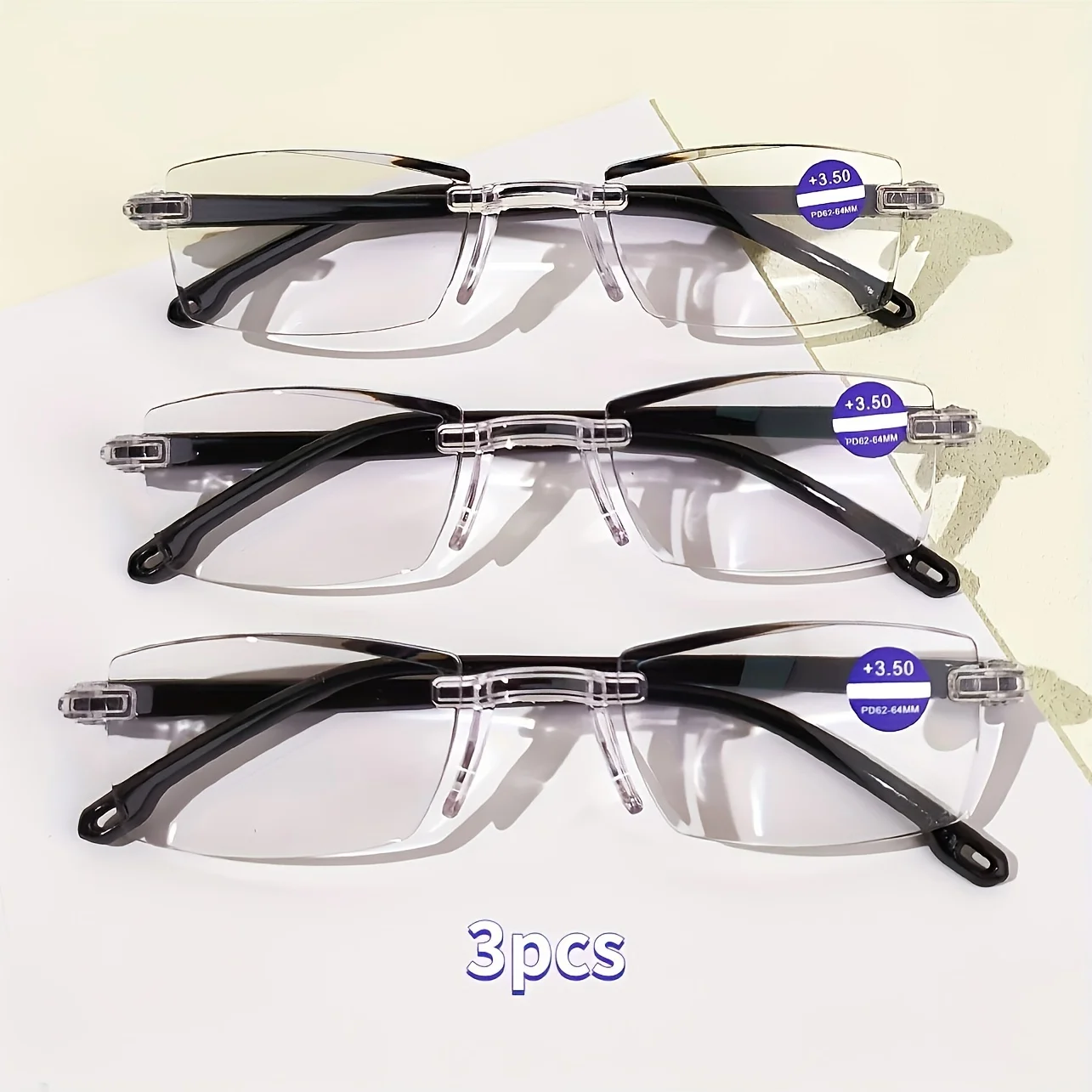 3pcs Stylish Rimless Reading Glasses With Blue Light Blocking Frameless Fashionable Readers For Men & Women