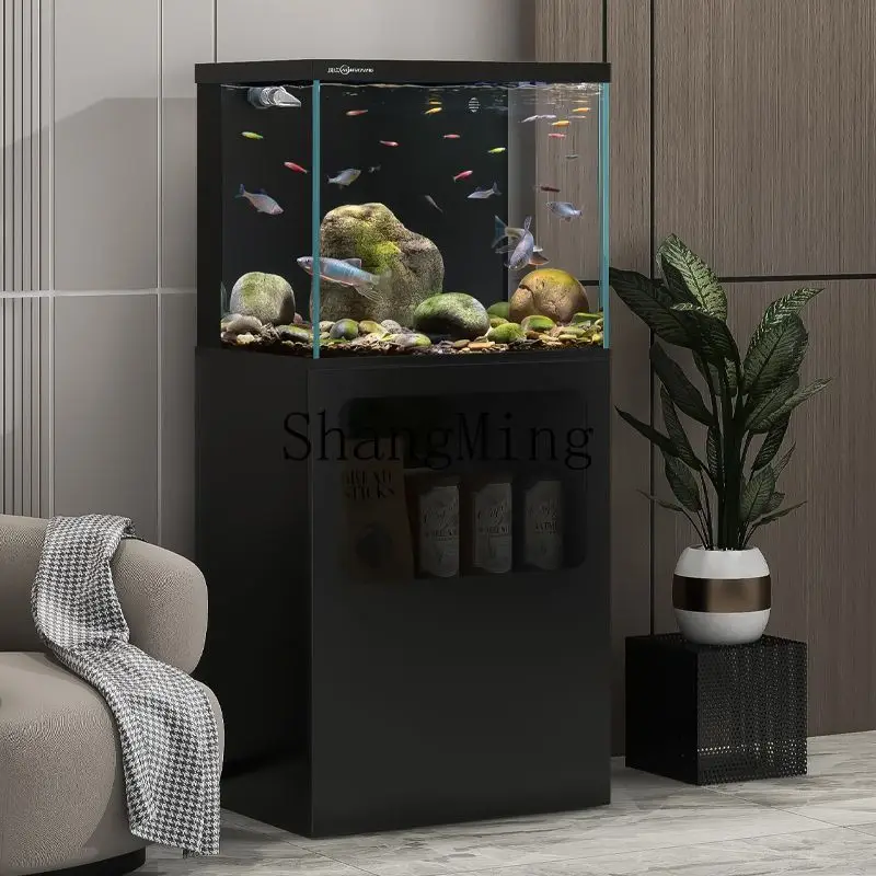 

SM living room household small floor-to-ceiling back filter ultra-white glass ecological landscaping goldfish tank