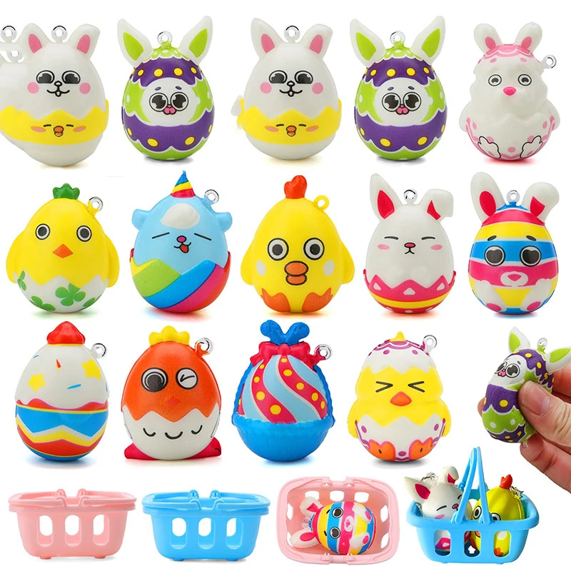 10/30PCS Kawaii Easter Mochi Squishies Slow Rebound Stress Ball Sensory Toys Easter Egg Fillers for Kids Boys Girls Gifts