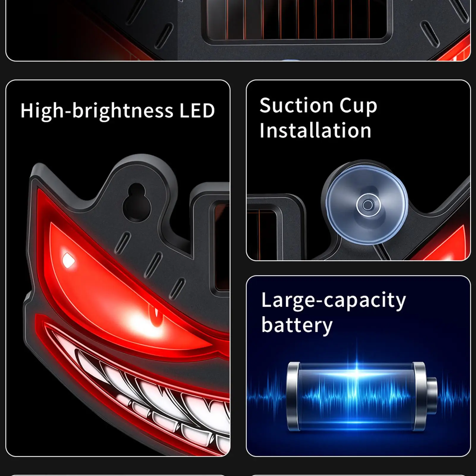 Eyes For Car Windshield Solar USB Dynamic Warning Waterproof Sign Wireless Led Windshield Eyes For RV Home Vehicles Holiday