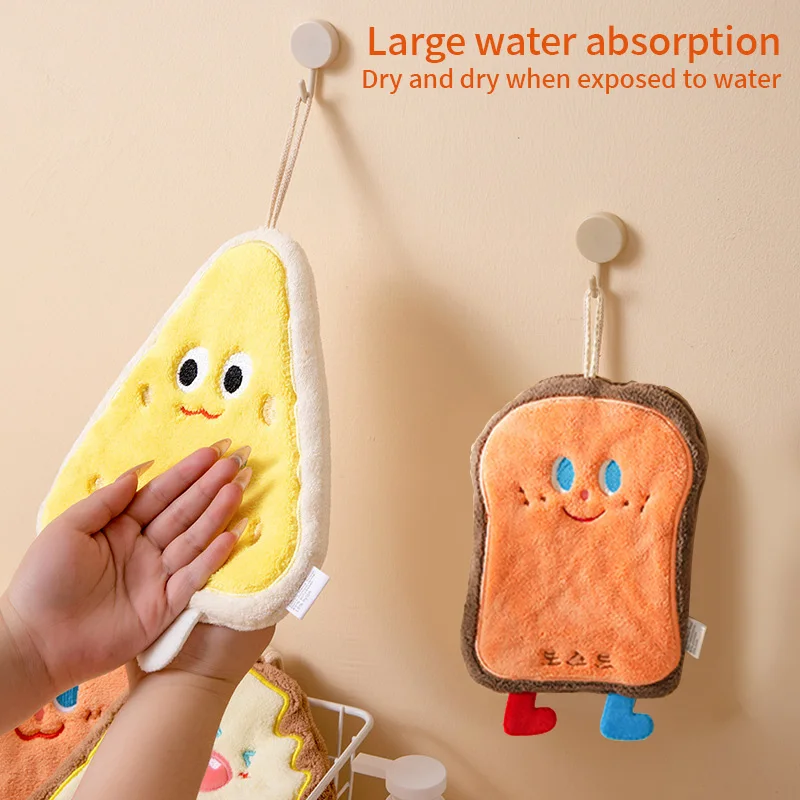 Cute Cartoon Hand Towel Hanging Kitchen Hand Wipe Quick Dry Wipe Three Layers of Thickened Coral Flannel Towel Handkerchiefs