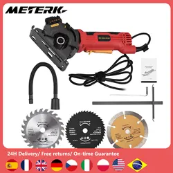 580W Mini Circular Saw Corded Electric Compact Circular Saw with Laser Guide Scale Ruler Vacuum Port 3 Blades for Cutting Wood