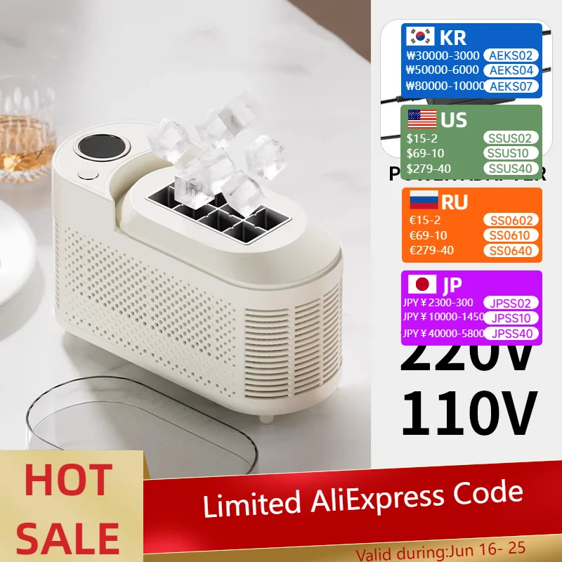 

110V/220V/12V Portable Small ice Maker Mini Home Dormitory Office Camping 12V Car Cube ice Automatic Ice Making Box ice machine