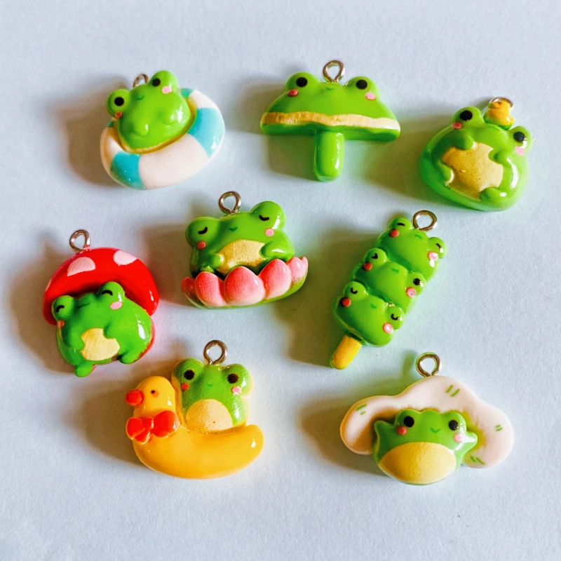 10pcs Mushroom Frog Resin Charms For Jewelry Making Necklace Keychain Earrings Pendants DIY Supplies Accessories