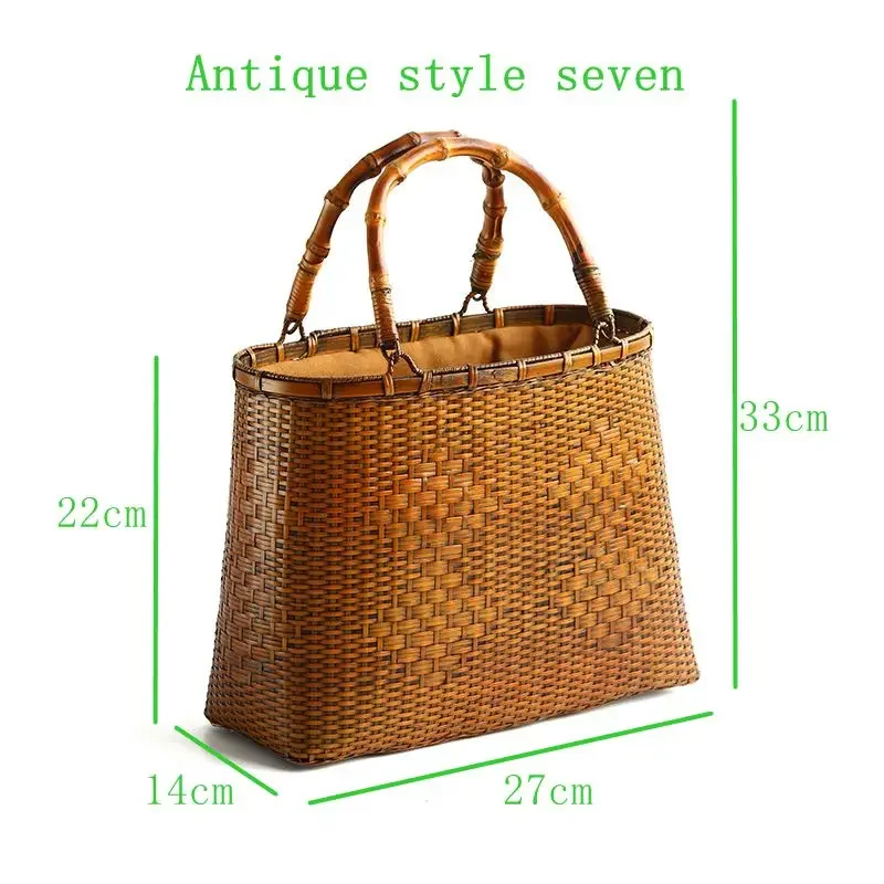 Handmade bamboo woven basket, bamboo handbag, cross basket, retro crossbody bamboo handbag, fashionable handmade woven basket