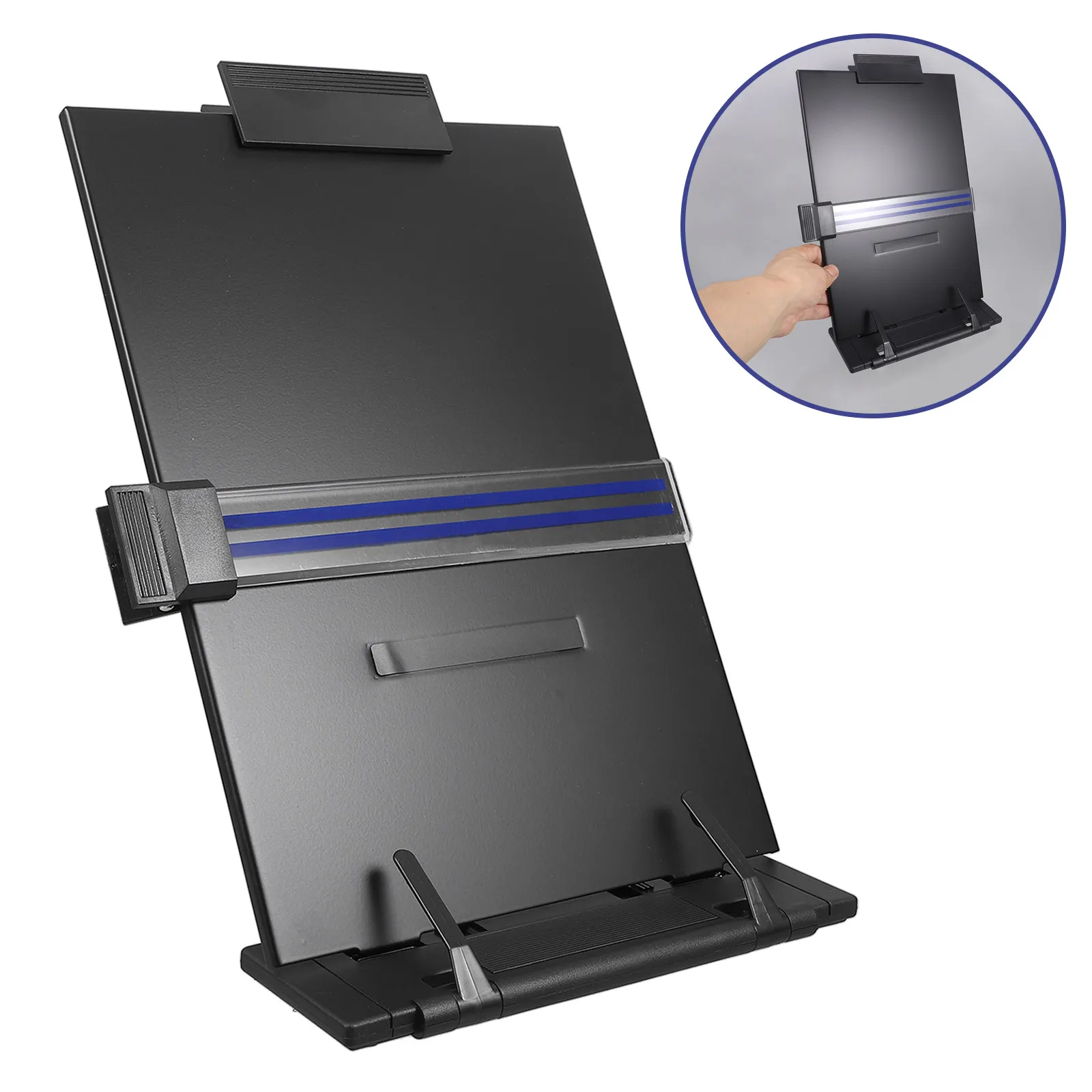 

Регулируемая настольная подставка для документов и книг, портативная подставка для чтения, металлическая и пластиковая подставка для чтения для офиса и школы