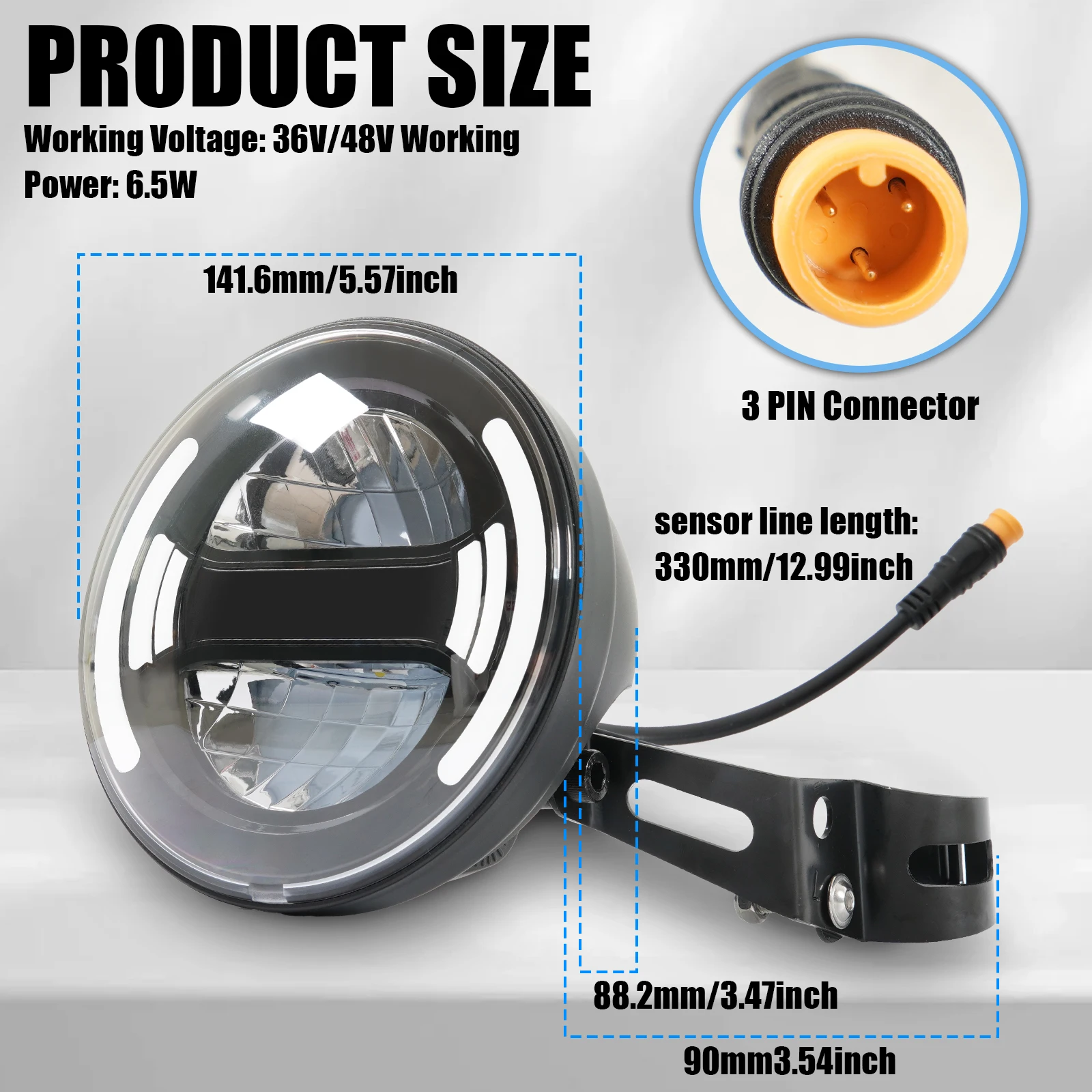 

Водонепроницаемая фара для электровелосипеда с гудком для горных велосипедов, мотоциклов, электровелосипедов, дневной ходовой свет и ближний свет A