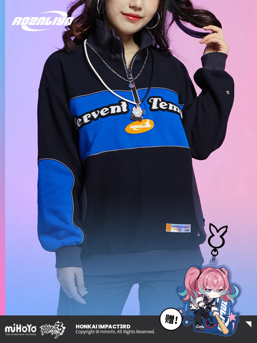 MiHoYo Official Honkai Impact 3 Cosplay 8-BIT Coat Fanatical Blues Doujin Couple Hoodies Hip Hop Top Unisex Birthday Xmas Gifts