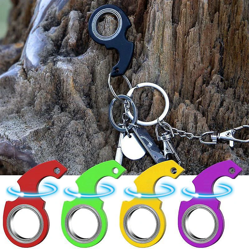 Spinner ความเครียดของเล่นโลหะ Idget ของเล่นเด็กปลายนิ้ว Spinning Keyring Finger Fidget แหวนพวงกุญแจบรรเทาความเบื่อหน่ายของขวัญพวงกุญแจ