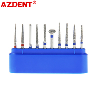 AZDENT 10pcs Dental High Speed Diamond Burs Set Dentistry Tooth Crown Inlay Preparation Burs Polishing Tools Dentistry Accessori