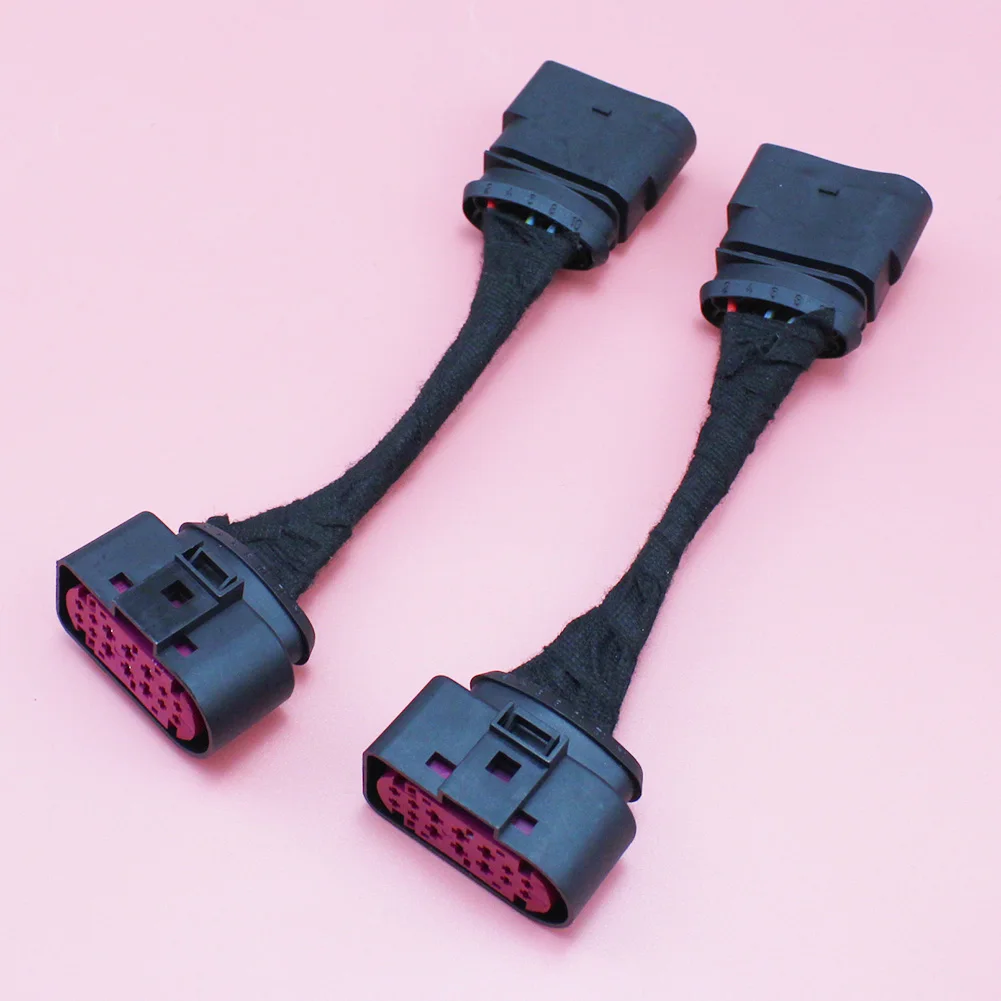2PCS For VW Golf MK6 AUDI Xenon Headlight 10 to 14 Pin Wiring Harness Connector Plug Adapter 1J0973737 1J0973835