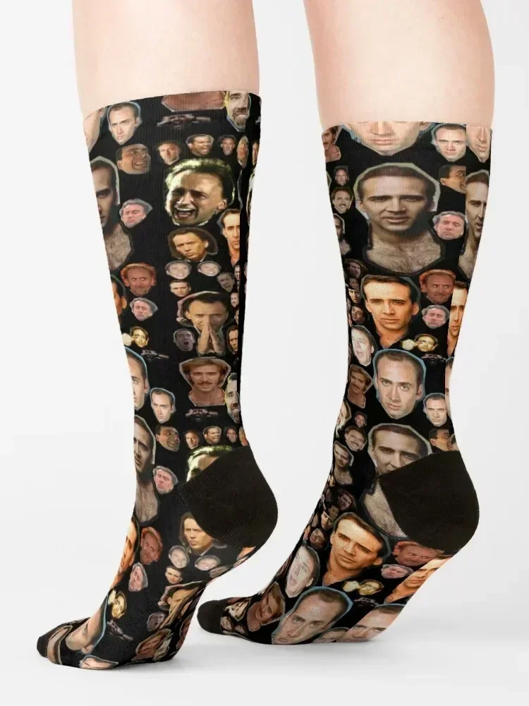 Nicholas Cage Faces Pattern - Nicolas Cage - Nick Cage - Nic Faces Pattern Socks tennis New year's Stockings Socks Male Women's