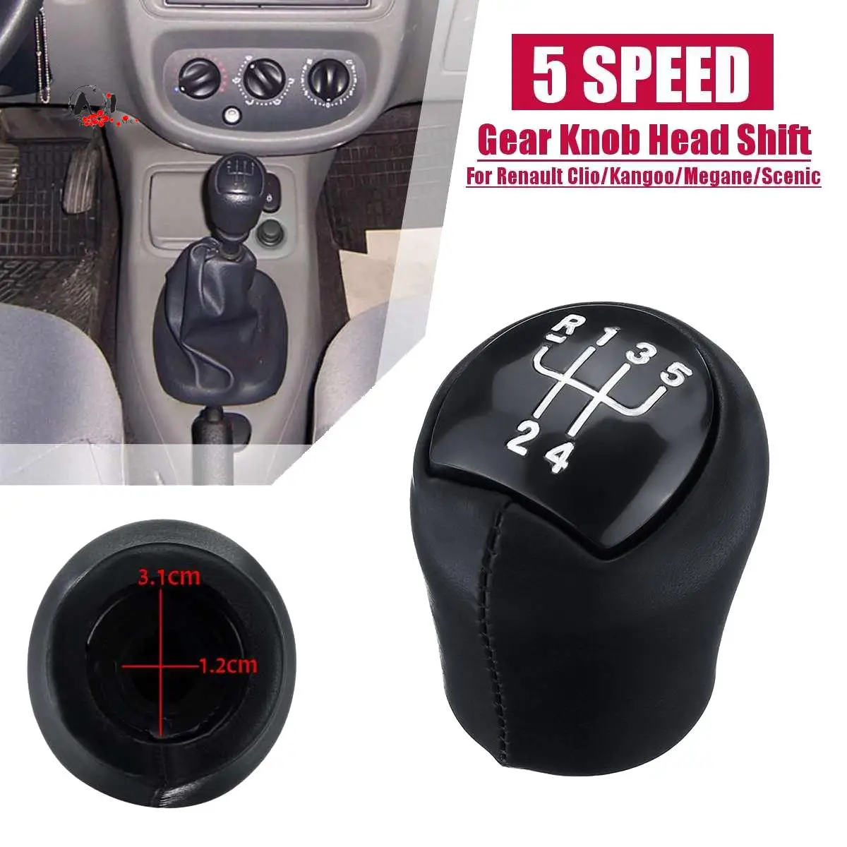 

A10E-5 Speed Leather Car Gear Shift Knob Shifter Lever For Renault Clio Espace Kangoo Express Laguna Megane Cabriolet Classic