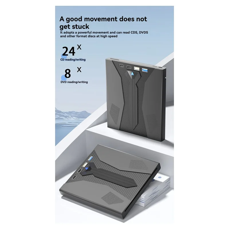 Stylish-Compact 7 In 1 USB 3.0 Type C CD/DVD Player And Burner, Multi-Purpose Optical Drive For Windows PC Laptop