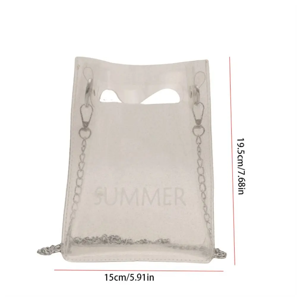 Portable Small Square Bag PVC Transparent Bag Shoulder Bag Purse Mobile Phone Bag Handbag Jelly Bag Chain Crossbody Bag Outdoor