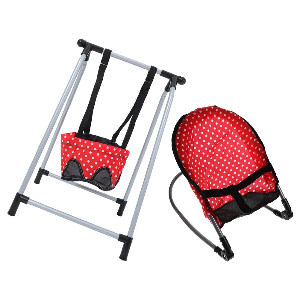 

1Set Baby Rocking Chair Swing Set Accessories for Girls Pretend Play Roleplaying Durable Iron Frame Nursery Furniture