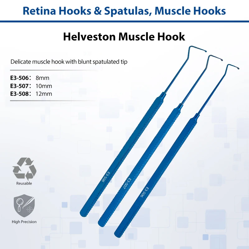 Helveston Muscle Hook Titanium Alloy Ophthalmic Strabismus Hook Eye Micro Surgical Reusable Instrument