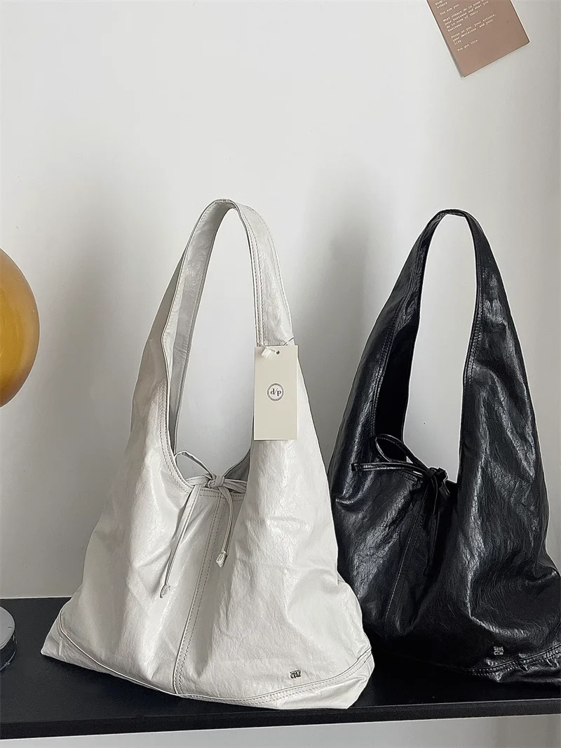 

Korean Iuencer Recommended! Large Capaci PU Leather Strap Tote Bag Underarm Bag Soft Texture Single oulder Bag