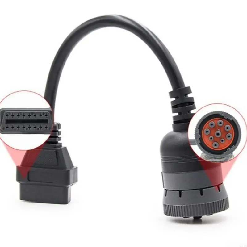 Universal Truck Diagnostic Cable 9Pin To OBD2 16Pin Connector Abrasion Resistant Design Enhances Compatibility
