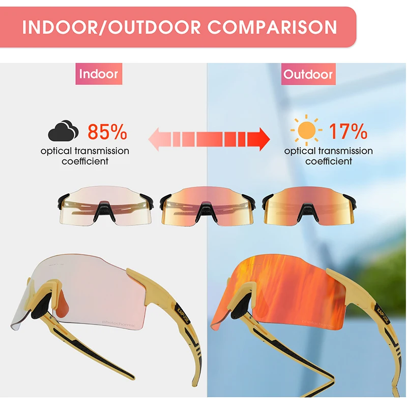 KAPVOE Photochrome Radfahren Gläser UV400 Männer MTB Radfahren Brille Outdoor Sport Fahrrad Sonnenbrille Frauen Rennrad Brillen – Detail 7
