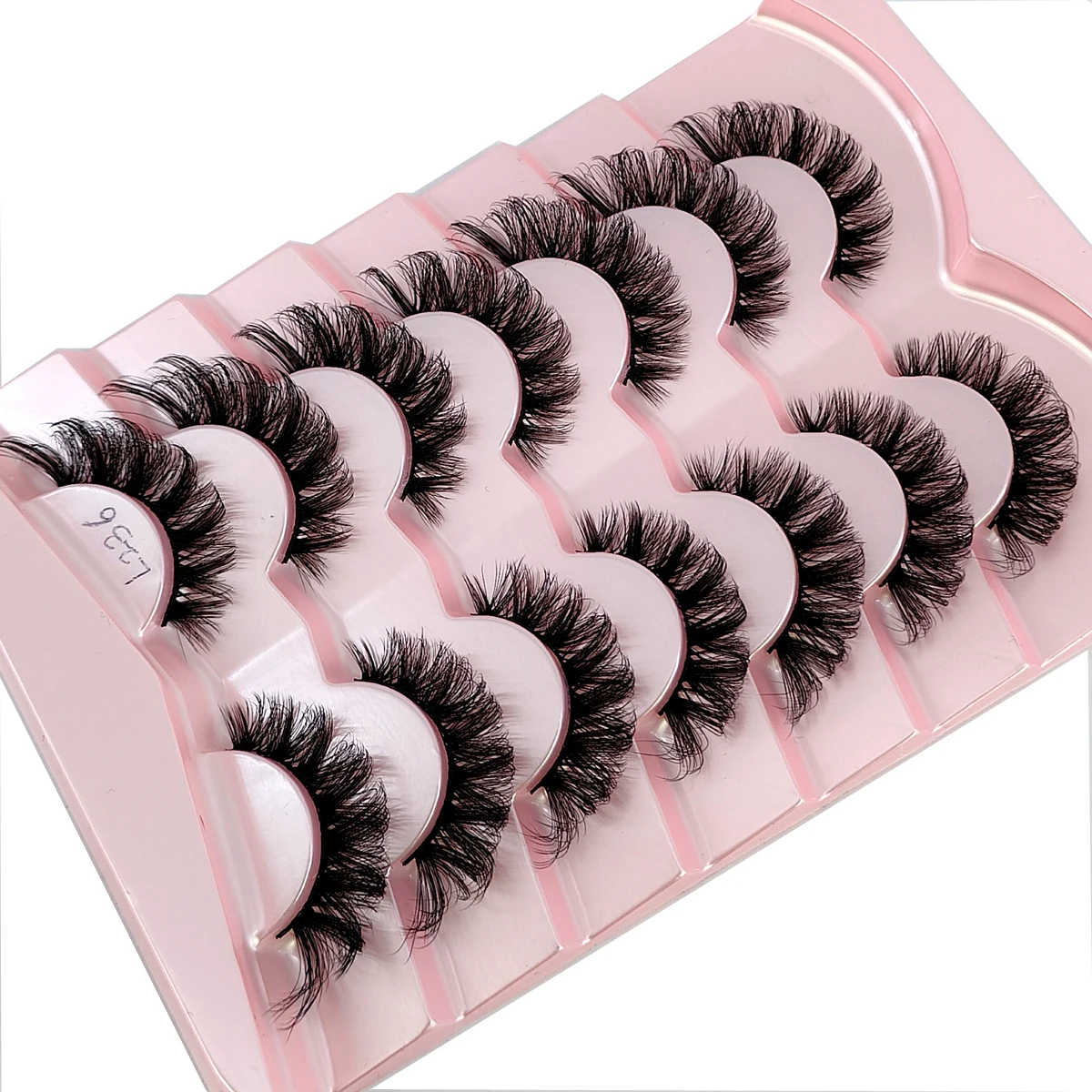 HBZGTLAD NUOVO 7 paia Classic Hybrid Volume Ciglia D Curl Faux Visone Lash Natural Wispy Russian Strip Ciglia Trucco Ciglia Finte