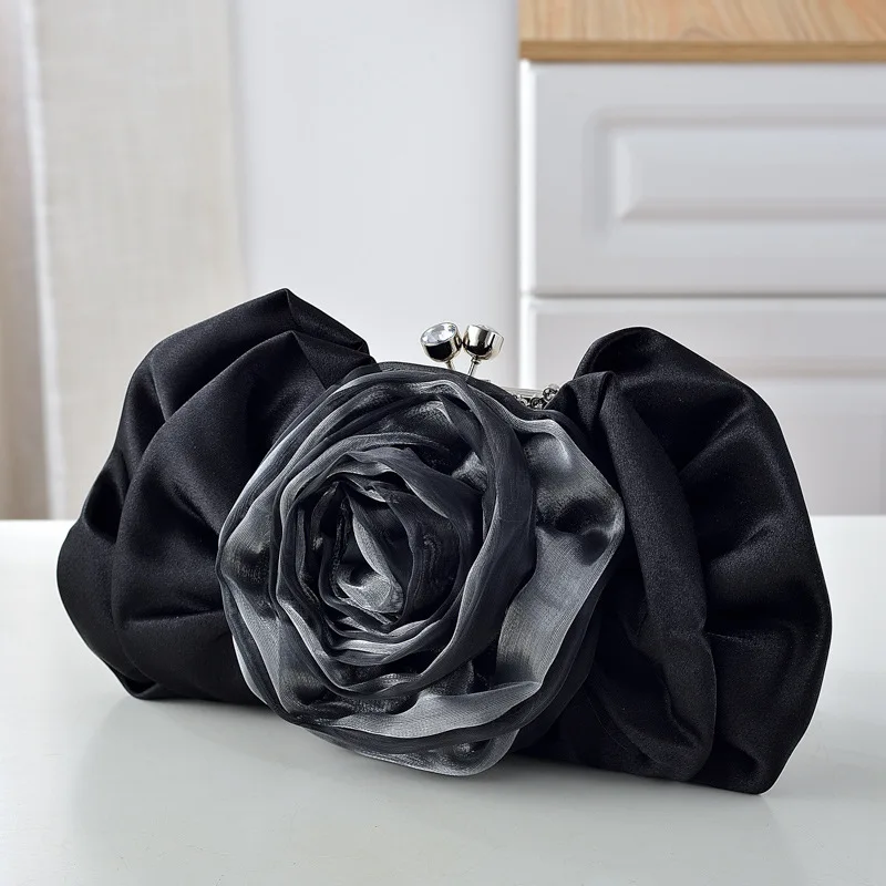 Design Flower Clutches Bag 2024 New Rose Flower Evening Shoulder Bag Wedding Purse