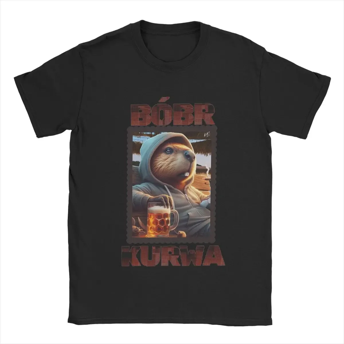 Bobr Bober Kurwa Beaver Boberek Beer And Football T-Shirts for Men Pure Cotton T Shirts Short Sleeve Tee Shirt Party Clothes