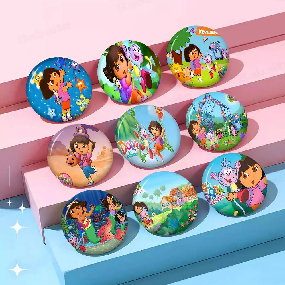 D-Dora Classic Anime Explorer 58mm Figure Icon Badge Handmade Tinplate Brooch for Backpack Clothes Chest Ornament Gifts