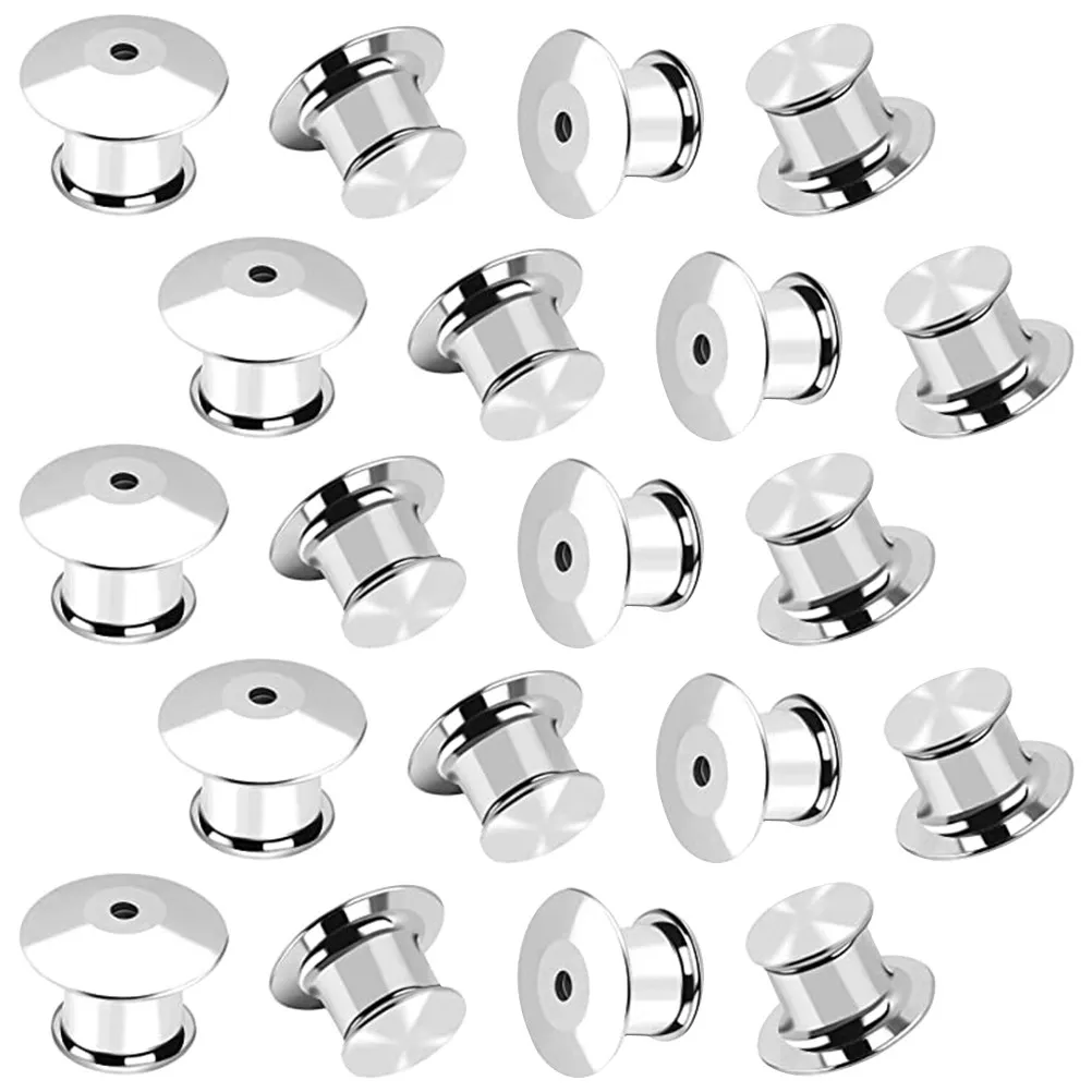 20Pcs Locking Pin Backs Metal Copper Clutch Back for Lapel Pins Brooches Badge Pins DIY Craft Making Professional Supplies