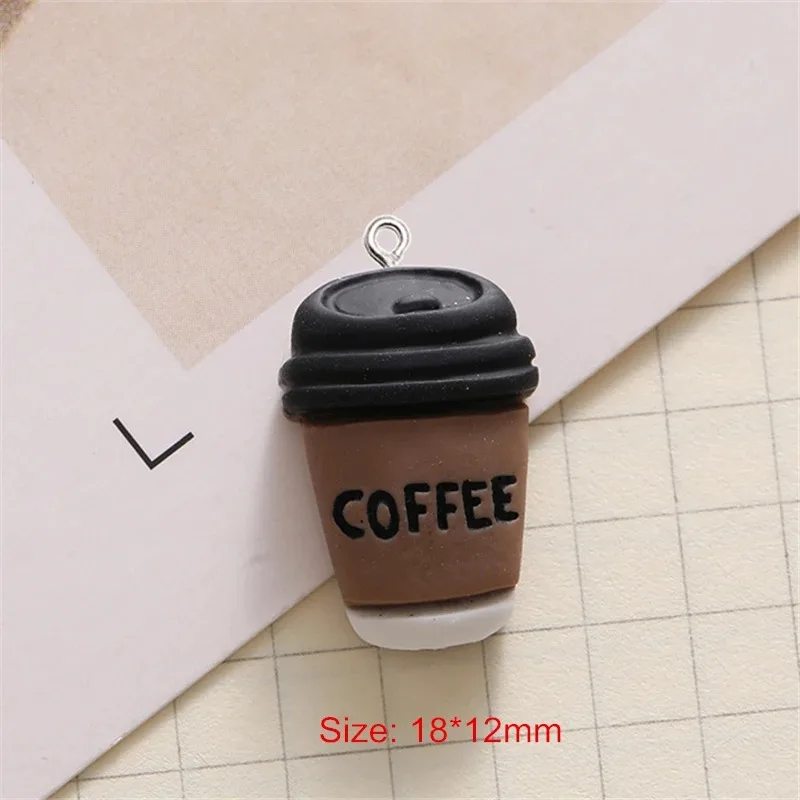 10Pcs Resin Catoon Bear Biscuit Coffee Cup Series Kawaii Keychain Decoration Pendant DIY Phone Charms Jewelry Making Accessories view 6