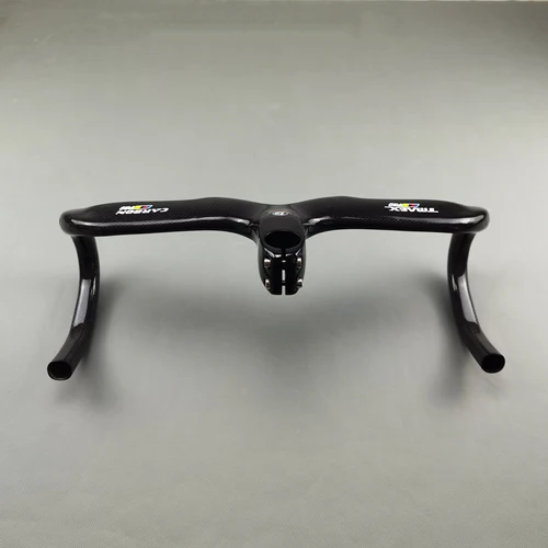 Imagen 2 del producto Nuevo Manillar integrado de carbono para bicicleta de carretera, manillares de carretera de carbono de 28,6mm con soporte para ordenador GPS 400/420/440