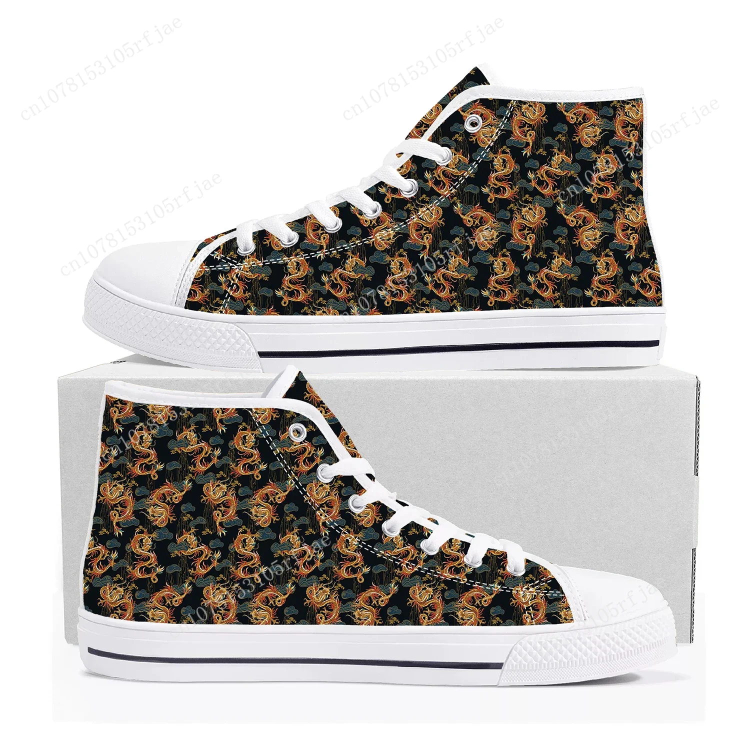 Chinese Dragon Tradition Animals High Top Sneakers Mens Womens Teenager High Quality Canvas Shoes Casual Tailor Made Sneaker - Image 2