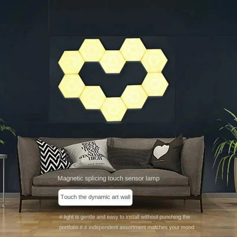 Homhi Remote Control LEDColor Changing Honeycomb Lamp Quantum Background Wall Light Decorative Night Light Gift LED HNL-192