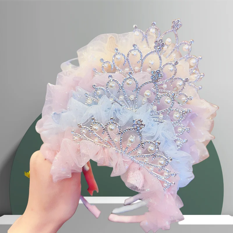 

Gorgeous Lace Headband with Crown Kids Crown Headpiece Rhinestones Lace Hairpiece for Little Girls birthdays Headband