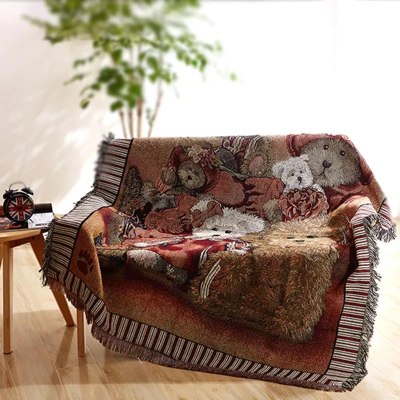 3D Animal Blanket Sofa Cover Bear Blanket Knitted Fabric Bed Cover Sofa Towel Full Covered Floor Mat Tapestry Room Decoration