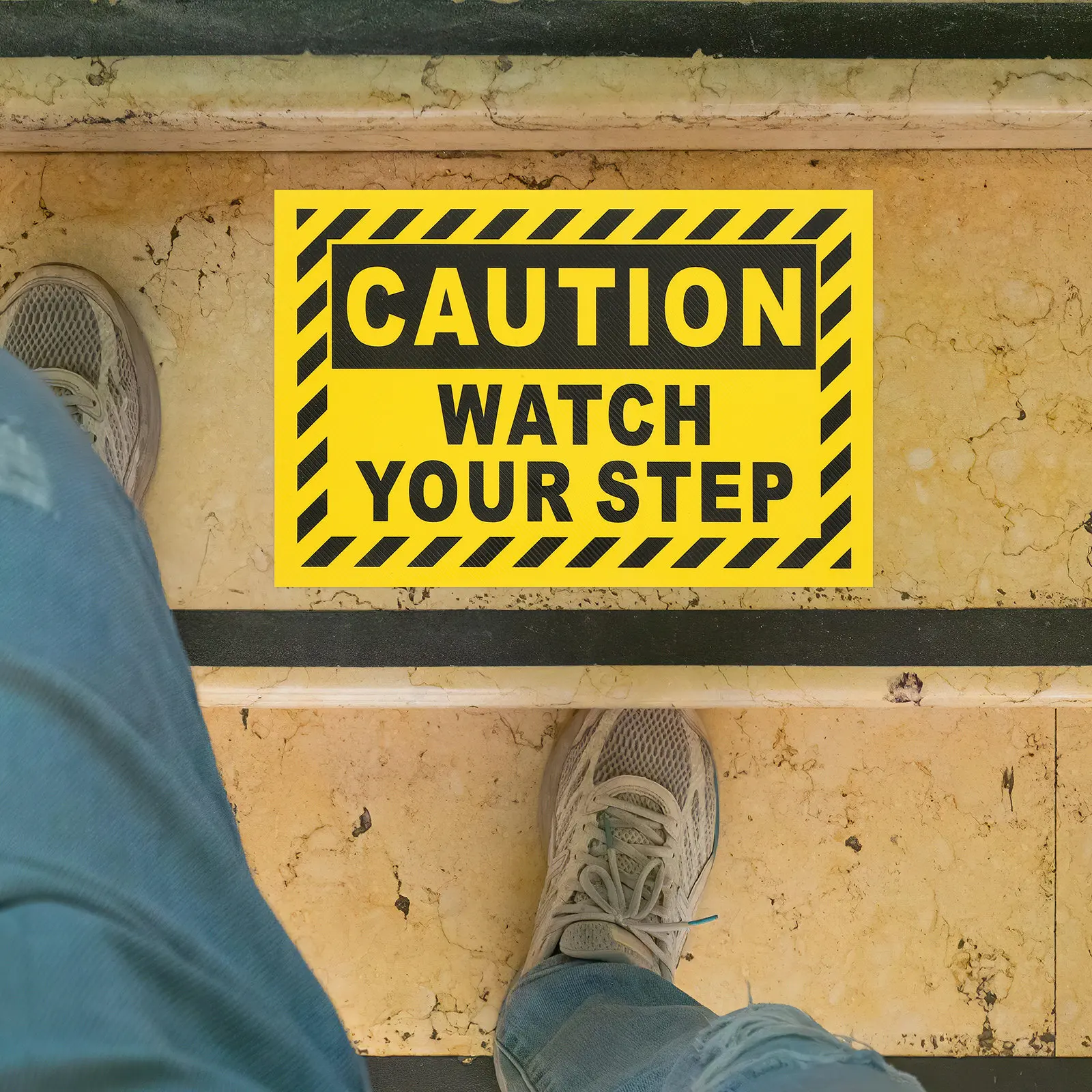 2Pcs Stair Anti-Slip Stickers Diagonal Pattern High-Visibility Caution Floor Decals for Indoor Outdoor Use Non-Slip Safety Tape