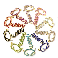 10pcs Queen Letter Charms with Rhinestone LTC0046-LTC0050 For Bracelet Jewelry Making Accessories Wholesale